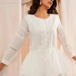 White Cotton A-Line Kurti