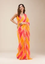 Yellow Stonework Georgette Saree - Image 3