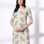 Women Floral Print Cotton Straight Kurta