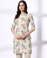 Women Floral Print Cotton Straight Kurta