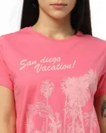 Women San Diego Vacation Printed Regular Fit Crew-Neck T-Shirt - Image 2