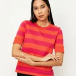 Women Striped Relaxed Fit Crew-Neck T-Shirt